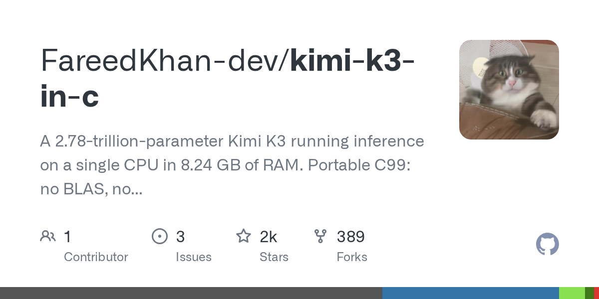 How to Run Kimi K3 on a Single CPU with kimi-k3-in-c