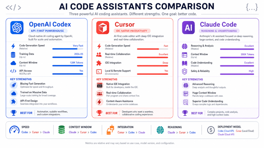 Comparison Table for Muse Code vs Codex vs Cursor